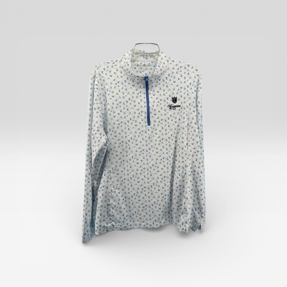 Peter Millar Womens XL Quarter Zip Pullover Blue Paisley Golf Shirt UPF 50+ Sun - Picture 4 of 11